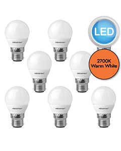 10 x 5.5W LED B22 Golf Ball Dimmable Light Bulbs - Warm White