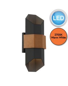 Quoizel Lighting - Chasm - QZ-CHASM-M-BKW - LED Black Wood Effect 2 Light IP44 Outdoor Wall Light