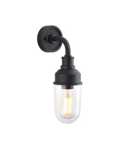 Dorchester - Black Clear Glass Drop arm IP44 Outdoor Wall Light