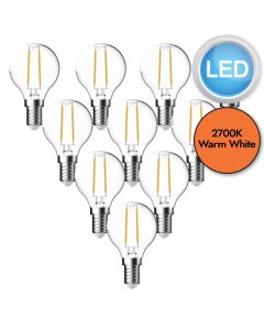 10 x 4W LED E14 Golf Ball Filament Light Bulbs - Warm White