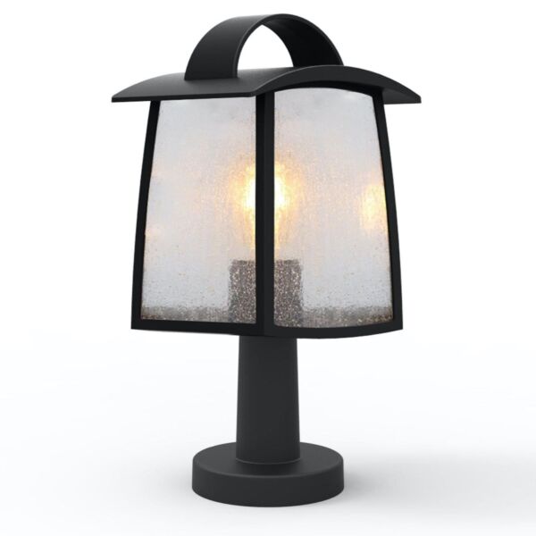 Lutec - Kelsey - 7273602012 - Black Clear Seeded Glass IP44 Outdoor Post Light