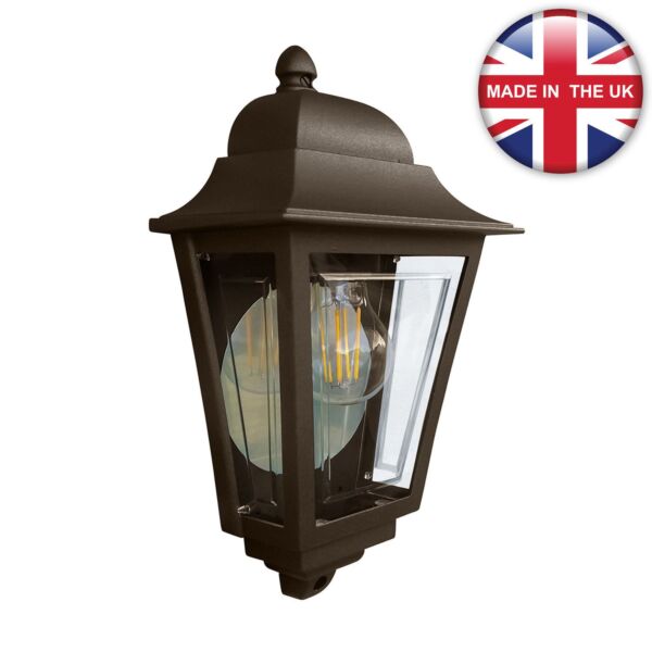 Elstead Lighting - Deco Lane - DECO-LANE7-BRONZE - Bronze Clear IP44 Outdoor Half Lantern Wall Light