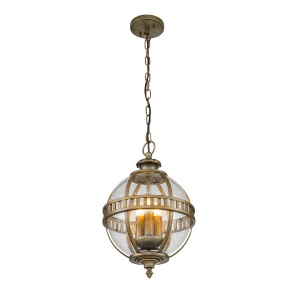 Kichler Lighting - Halleron - KL-HALLERON-8M-BU - Burnished Bronze Clear Seeded Glass 3 Light IP44 Outdoor Ceiling Pendant Light