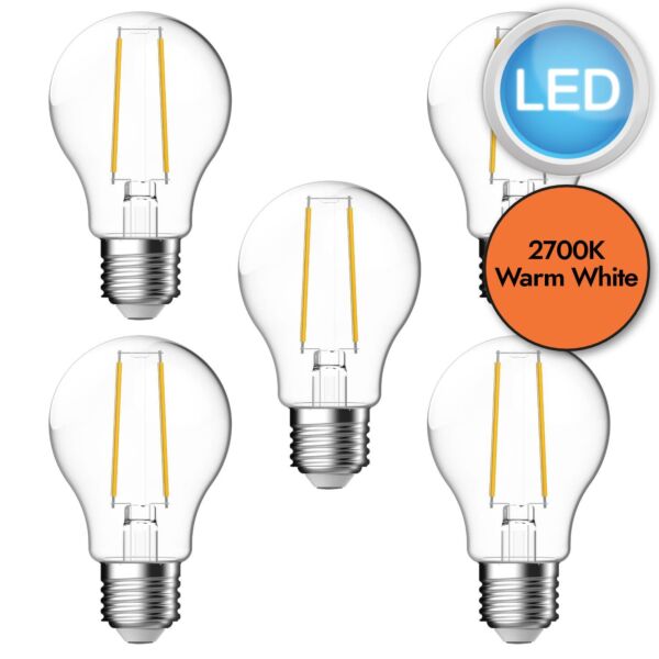 5 x 4W LED E27 Filament Light Bulbs - Warm White