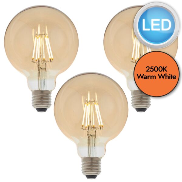 Endon Lighting - Set of 3 Globe - 93030 - LED E27 ES - Filament Light Bulbs - 95mm dia