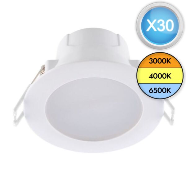 Set of 30 CCT LED Bathroom Downlights - White IP44 Recessed Downlights