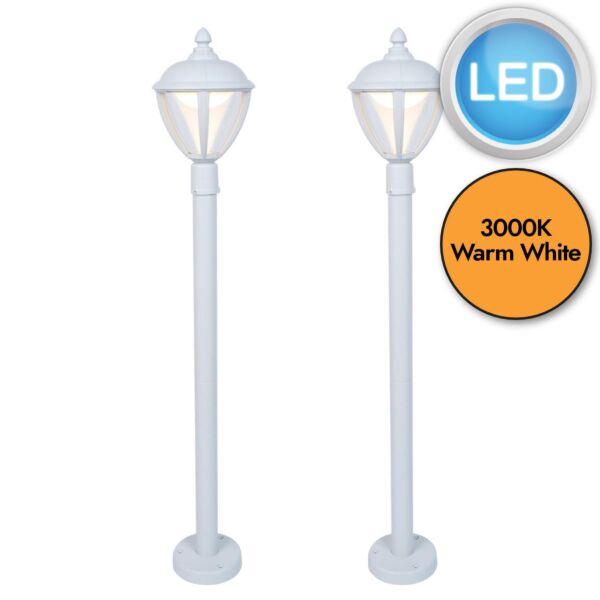 Set of 2 Unite - LED White Clear IP44 Outdoor Post Lights