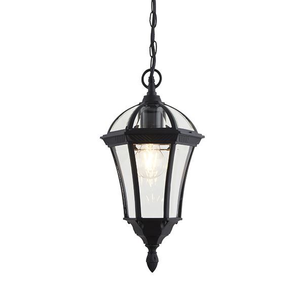 Endon Lighting - Drayton - YG-3503 - Black Clear Glass IP44 Outdoor Ceiling Pendant Light