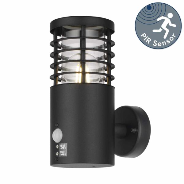 Bloom - Black IP44 Outdoor Motion Sensor Wall Light