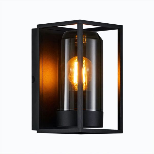 Nordlux - Griffin - 2218131047 - Black Smoked IP44 Outdoor Half Lantern Wall Light