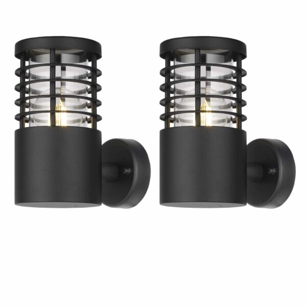 Set of 2 Bloom - Black IP44 Outdoor Wall Lights