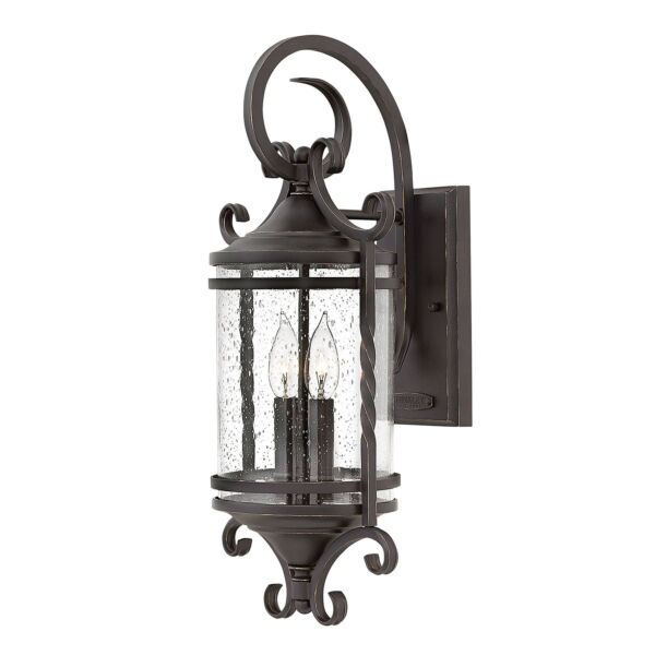 Hinkley Lighting - Casa - HK-CASA-M - Black Clear Seeded Glass 2 Light IP44 Outdoor Wall Light