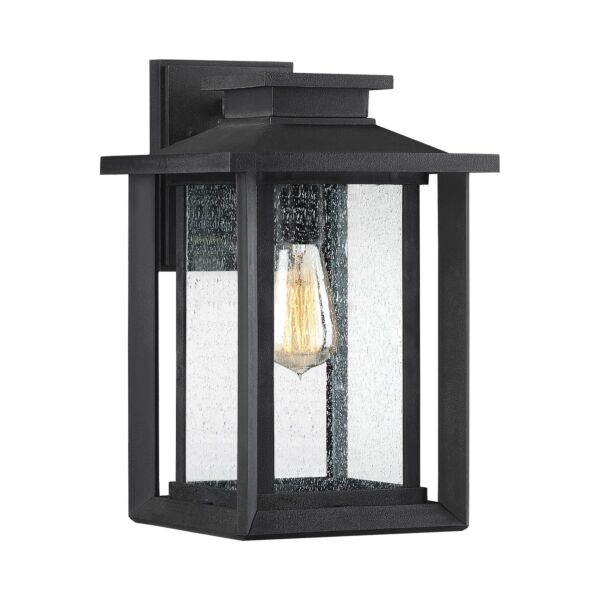 Quoizel Lighting - Wakefield - QZ-WAKEFIELD-M-TBK - Black Clear Seeded Glass IP44 Outdoor Wall Light