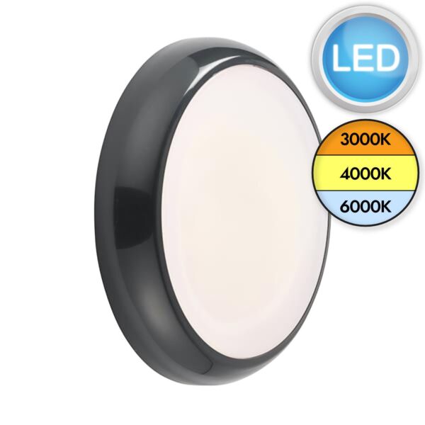 Saxby Lighting - Hero - 95551 & 95539 - LED Anthracite Opal IP65 Plain Bezel Outdoor Bulkhead Light