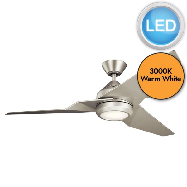 Kichler Lighting - Jade - KLF-JADE-60-BN - Brushed Nickel Silver White Ceiling Fan