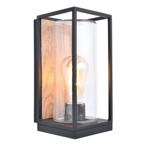 Lutec - Flair - 5288814012 - Wood Effect Clear Glass IP44 Outdoor Wall Light