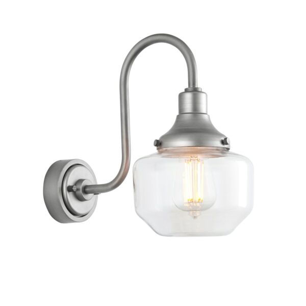 Eastleigh - Silver Clear Glass IP44 Outdoor Wall Light