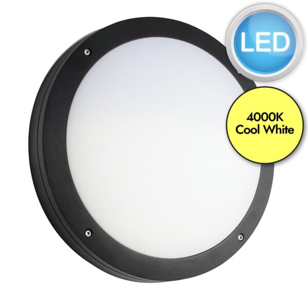 Saxby Lighting - Luik - 61652 & 61646 - LED Black Opal 18w Gear Tray Plain Casing Outdoor Bulkhead Light