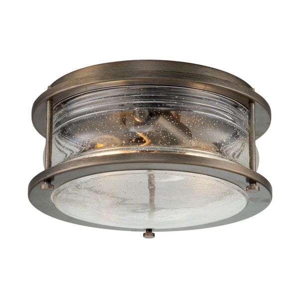 Kichler Lighting - Ashland Bay - KL-ASHLANDBAY-F-BU - Burnished Bronze Clear Seeded Glass IP44 Outdoor Ceiling Flush Light