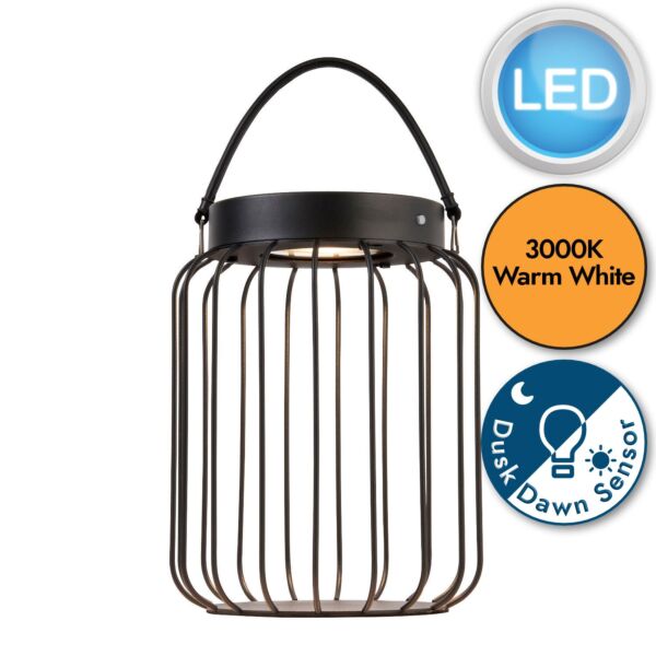 Endon Lighting - Tropic - 106477 - LED Black Clear Glass IP44 Solar Outdoor Portable Lamp