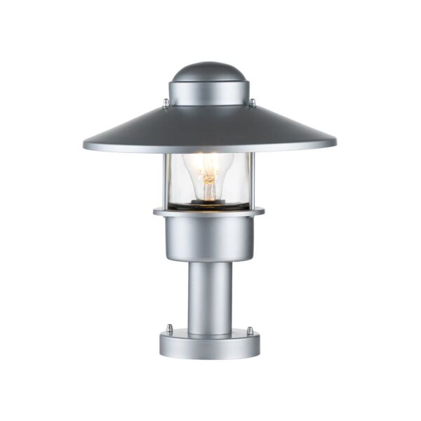 Elstead Lighting - Klampenborg - KLAMPENBORG-PED-SIL - Silver Clear Glass IP44 Outdoor Post Light