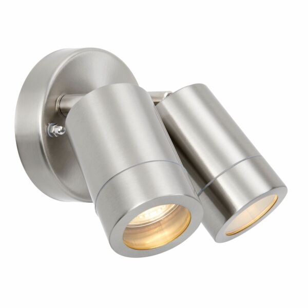 Saxby Lighting - Palin - 75449 - Stainless Steel Clear Glass 2 Light IP44 Outdoor Wall Spotlight