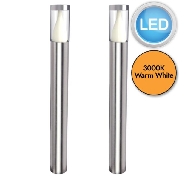 Set of 2 Virgo - LED Stainless Steel Clear IP44 Outdoor Post Lights