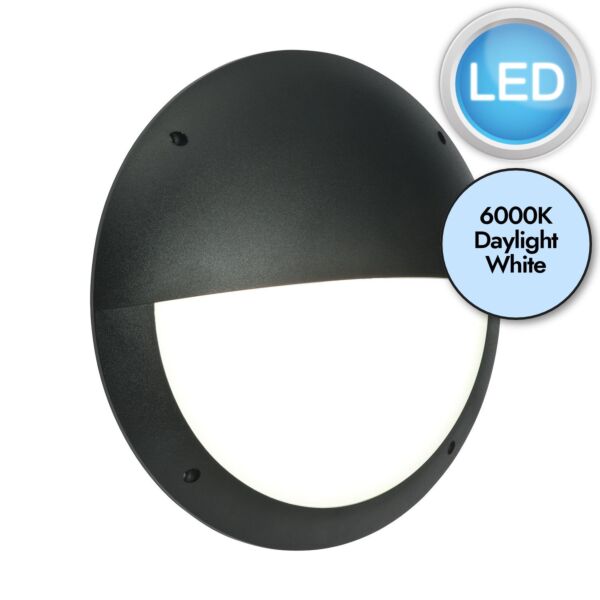 Saxby Lighting - Seran - 55690 - LED Black Opal IP65 Eyelid Outdoor Bulkhead Light