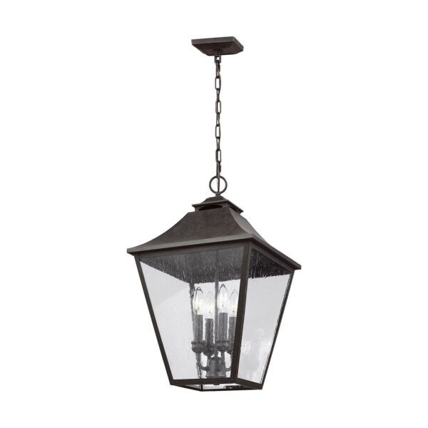 Feiss Lighting - Galena - FE-GALENA8-XL-SBL - Sable Clear Seeded Glass 4 Light IP44 Outdoor Ceiling Pendant Light