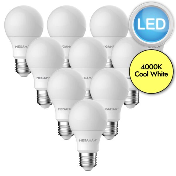 10 x 8.6W LED E27 Light Bulbs - Cool White