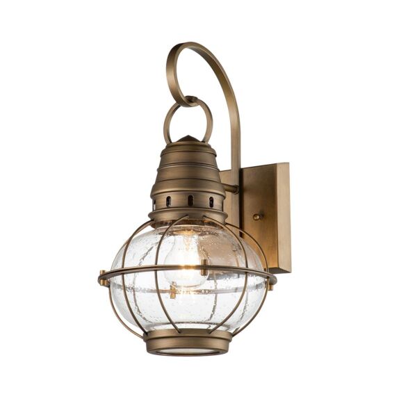 Kichler Lighting - Bridgepoint - KL-BRIDGEPOINT-M-NBR - Natural Brass Clear Seeded Glass IP44 Outdoor Wall Light