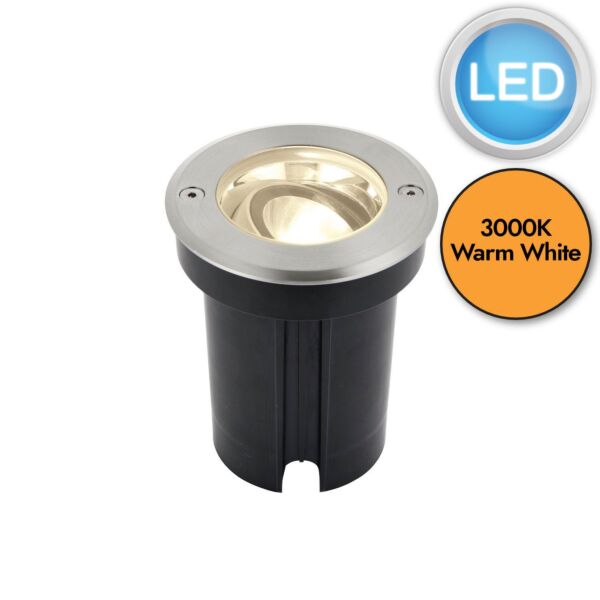 Saxby Lighting - Hoxton - 90962 - LED Stainless Steel Clear Glass IP67 6w 3000k 108mm Dia Outdoor Ground Light