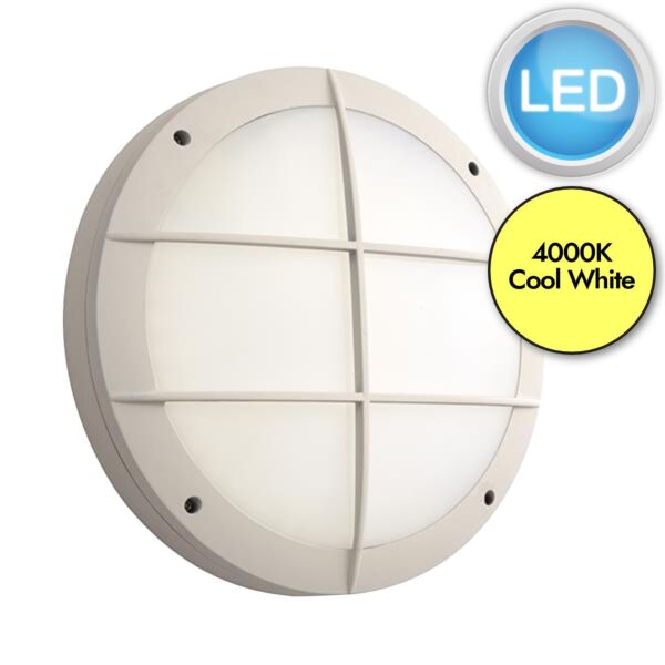 Saxby Lighting - Luik - 61652 & 69233 - LED White Opal 18w Gear Tray Grill Casing Outdoor Bulkhead Light