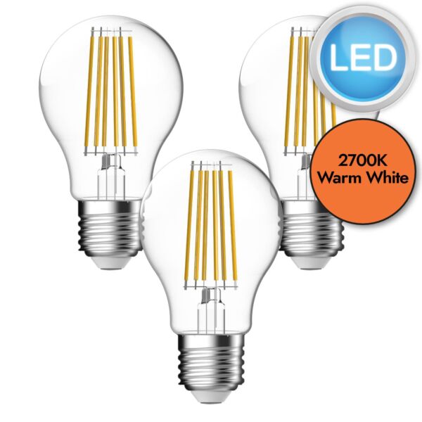 3 x 7.8W LED E27 Filament Dimmable Light Bulbs - Warm White