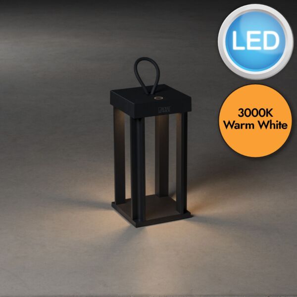 Konstsmide - Cannes - 7819-750 - LED Black IP54 Battery Outdoor Portable Lamp