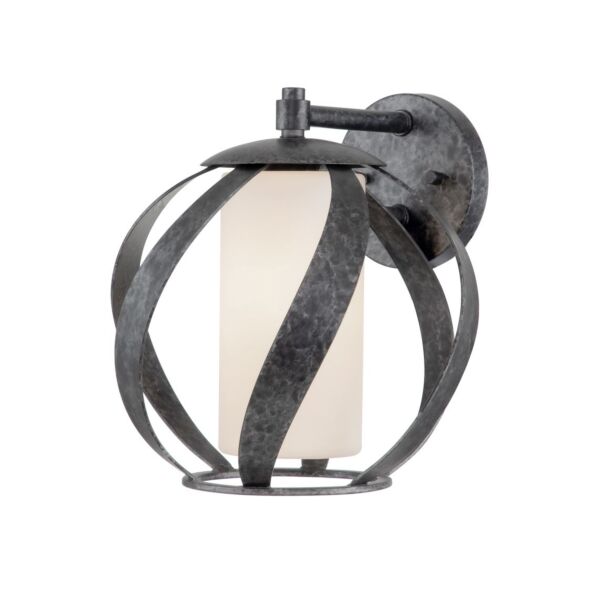 Quintiesse - Blacksmith - QN-BLACKSMITH1-OBK - Black Opal Glass IP44 Outdoor Wall Light