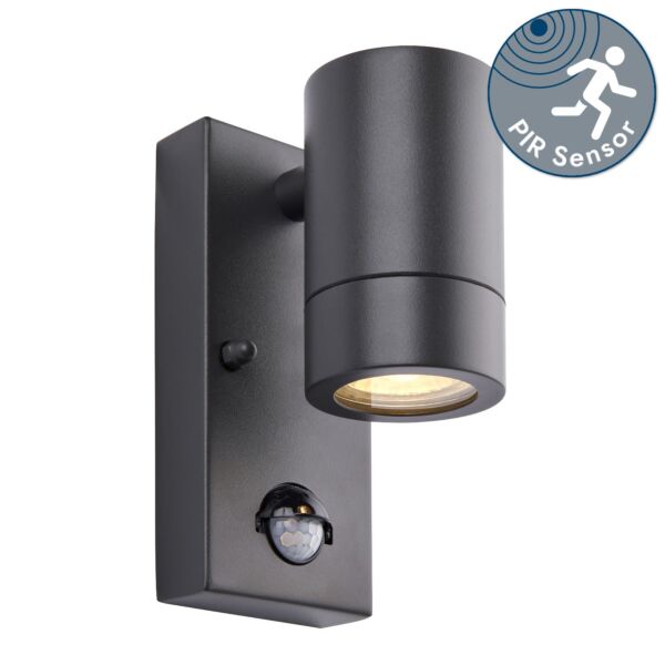 Saxby Lighting - Palin PIR - 75099 - Anthracite Clear Glass IP44 Outdoor Sensor Wall Light