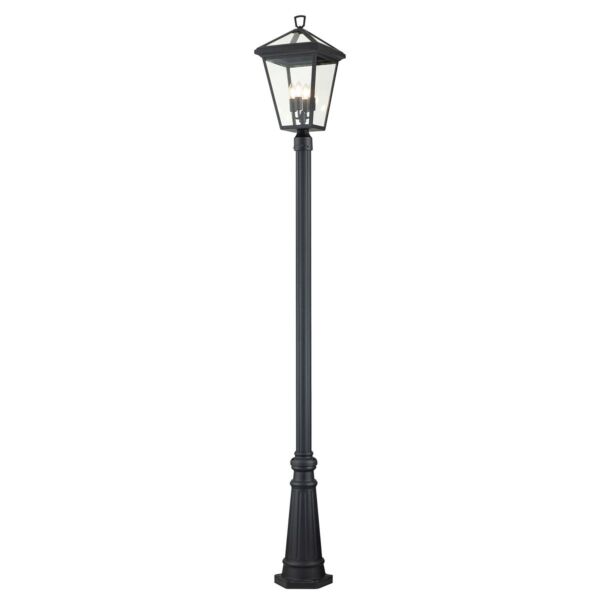 Quintiesse - Alford Place - QN-ALFORD-PLACE5-L-MB - Black Clear Glass 4 Light IP44 Outdoor Lamp Post