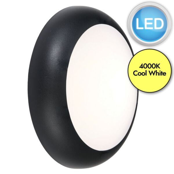 Saxby Lighting - Forca - 77910 & 77892 - LED Black Opal IP65 Plain Bezel 12w Outdoor Bulkhead Light