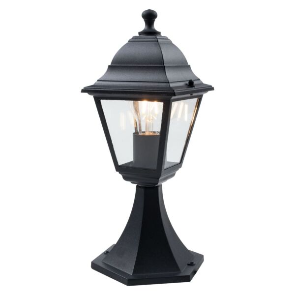 Cambridge - Black with Clear Glass Four Sided Lantern IP44 Outdoor Post Light