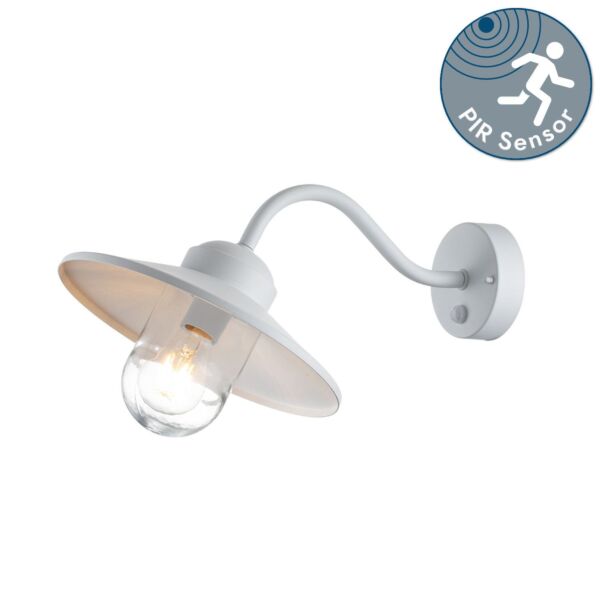 Elstead Lighting - Klampenborg - KLAMPENBORG-PIR-WHT - Silver Clear Glass IP44 Outdoor Sensor Wall Light