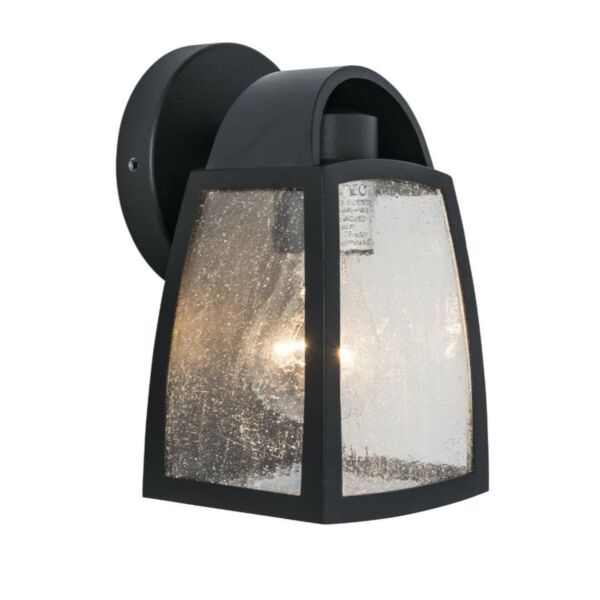 Lutec - Kelsey - 5273701012 - Black Clear Seeded Glass IP44 Outdoor Wall Light