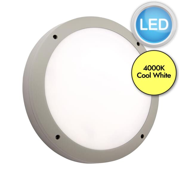 Saxby Lighting - Luik - 61652 & 61647 - LED Grey Opal 18w Gear Tray Plain Casing Outdoor Bulkhead Light