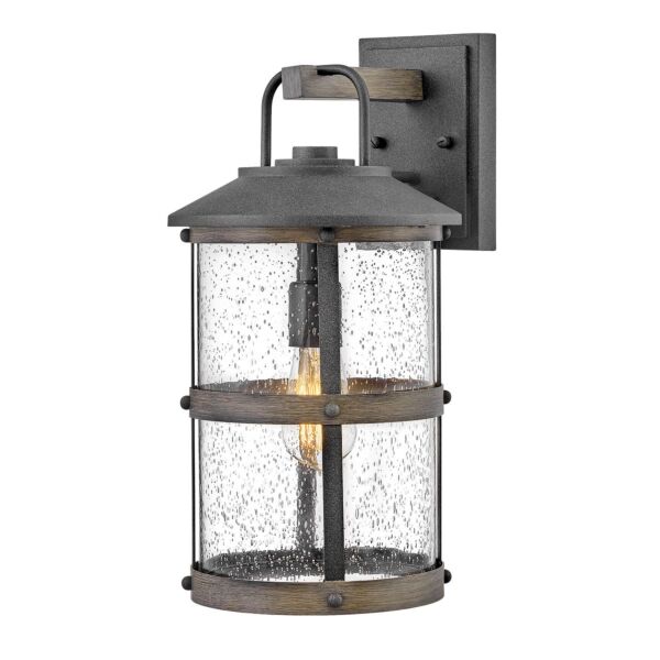 Quintiesse - Lakehouse - QN-LAKEHOUSE2-M-DZ - Aged Zinc Grey Clear Seeded Glass IP44 Outdoor Wall Light