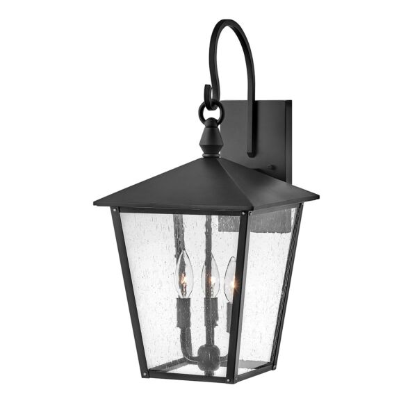 Hinkley Lighting - Huntersfield - HK-HUNTERSFIELD2-L-BK - Black Clear Seeded Glass 3 Light IP44 Outdoor Wall Light