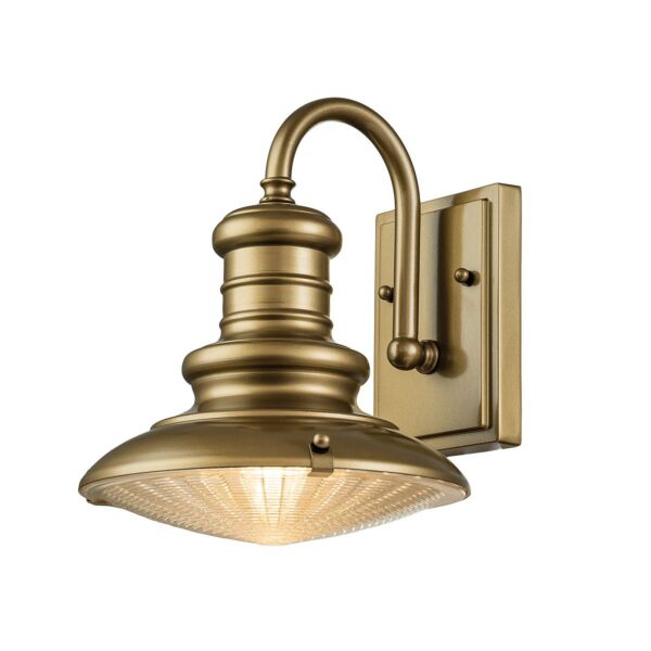 Feiss Lighting - Redding Station - FE-REDDING2-S-PDB - Distressed Brass Prismatic Glass IP44 Outdoor Wall Light