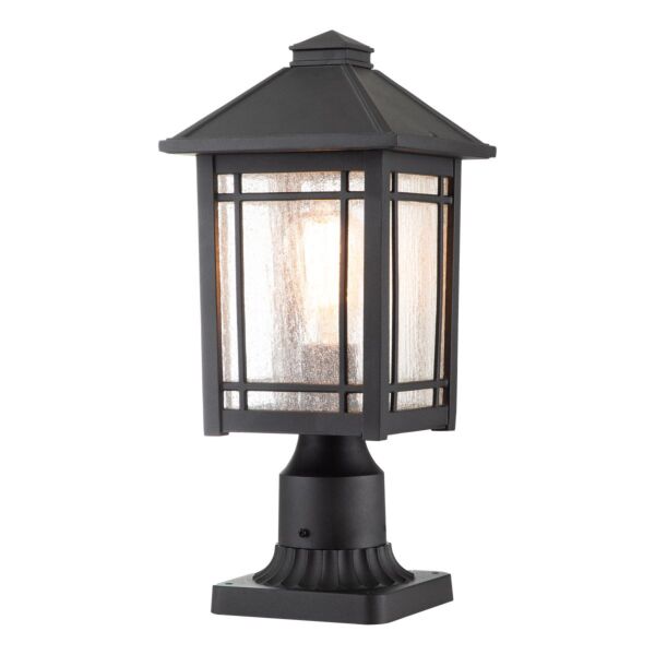 Quoizel Lighting - Cedar Point - QZ-CEDAR-POINT3-M-BK - Black Clear Seeded Glass IP44 Outdoor Post Light