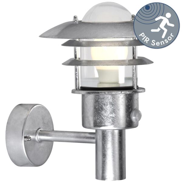 Nordlux - Lonstrup 22 - 71432031 - Galvanized Steel Clear Glass IP44 Outdoor Sensor Wall Light