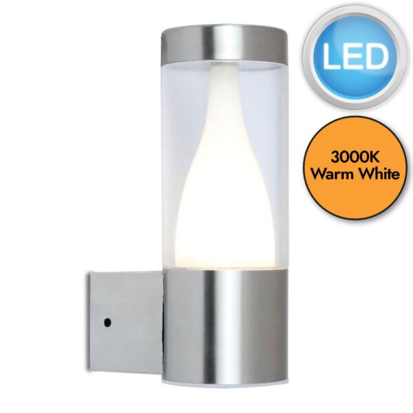 Lutec - Virgo - 5008101001 - LED Stainless Steel Clear IP44 Outdoor Wall Light