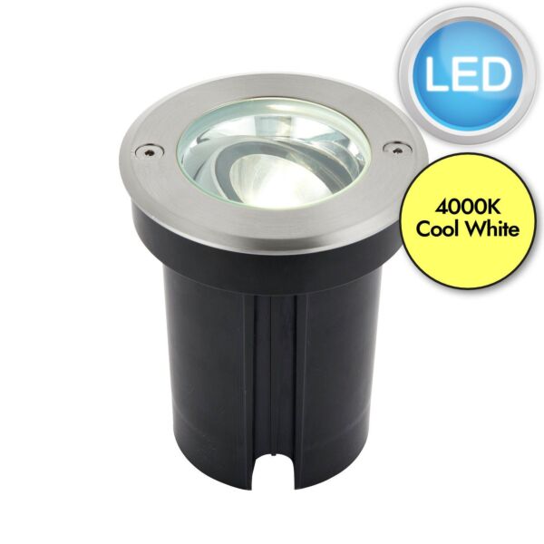 Saxby Lighting - Hoxton - 79195 - LED Stainless Steel Clear Glass IP67 6w 4000k 108mm Dia Outdoor Ground Light